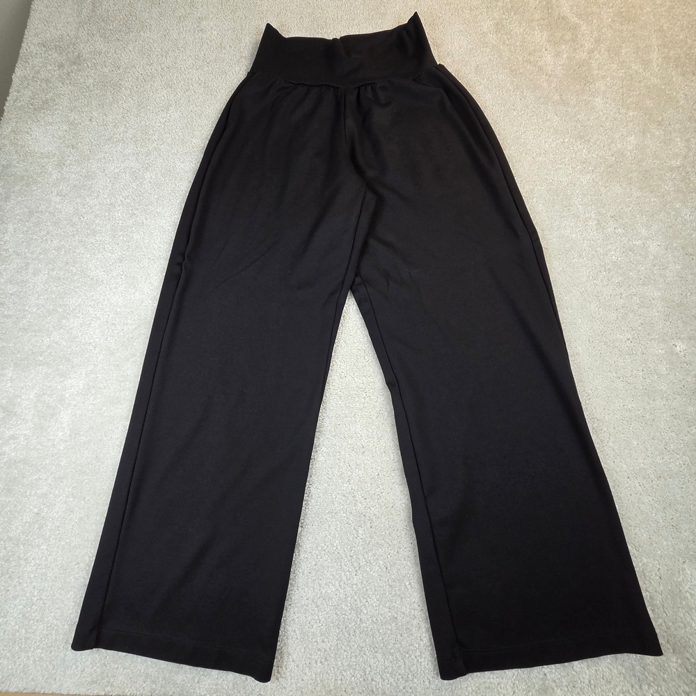 Bryn Walker Black Wide Leg Pants Modal Blend High Waist Jersey Trousers XS USA